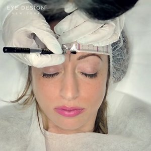 Eye Design’s team is dedicated and works extremely hard to correct old or unsatisfactory permanent makeup done by other studios. This client was left with less-than-desirable brows after an impulsive trip to a nail salon that offered microblading (wrong move--you should always see a microblading or semi-permanent makeup specialist). Thankfully, she came to Eye Design’s studio and I was able to color correct the previous work she had done. I used our Hybrid technique (a combination of microbladin