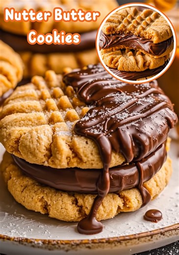 These Nutter Butter Cookies are an addictively delicious homemade version of classic peanut butter sandwich cookies! 🥜🍫 Ingredients For the Cookies 1/2 cup unsalted butter, softened 1/2 cup creamy peanut butter 1/2 cup packed light brown sugar 1/2 cup granulated sugar 1 large egg 1 teaspoon vanilla extract 1 1/2 cups all-purpose flour 1/2 teaspoon baking soda 1/4 teaspoon salt For the Peanut Butter Filling 1/2 cup unsalted butter, softened 1 cup creamy peanut butter 1 cup powdered sugar 1/4 cu
