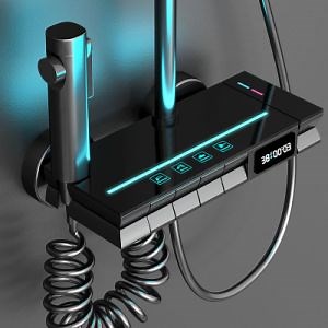 [Hot Item] China Manufacturer Shower System Digital Display Faucet Set Wall Mount 4 Functions Piano Keys Rain Shower Set 12" Shower Head