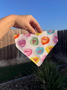 Bandana réversible personnalisé pour animal de compagnie - Couvre-collier Conversation Hearts pour la Saint-Valentin - Personnalisé - Etsy France