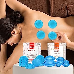 Lure Essentials Edge and Ionic Energy Bundle Cupping Therapy Set for Cellulite, Body Toning, Joint Pain Relief, Trigger Points, Plantar Fasciitis and Foot Pain