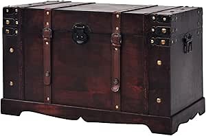 vidaXL Chest Brown Wood and Engineered Wood Large Portable Chest