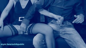 sex in cinema with orgasm and cumshot, public place