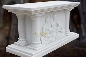 [Hot Item] Natural Stone New Design Large White Marble Altar with Church Supplies for Sale