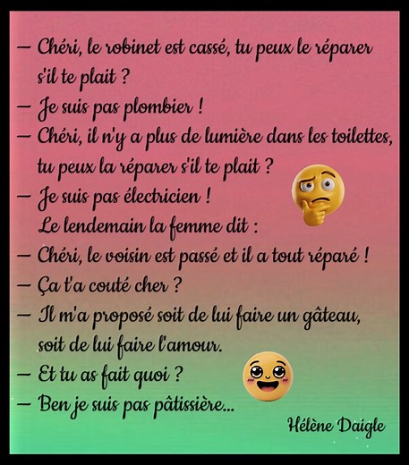 Une femme et son mari.. ABONNE-TOI : Partager svp ❤️ #blague | Helene Daigle
