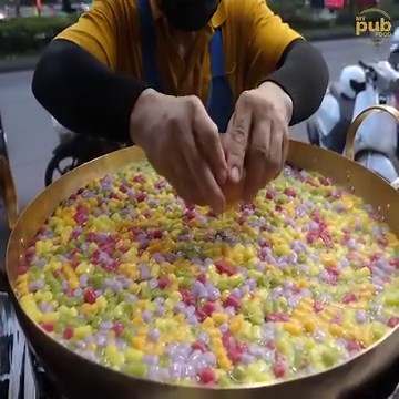2.1K views · 12 reactions | Colorful Rainbow Glutinous Rice Balls in Coconut Milk (Thai Dessert Bua Loy) - Thai Street Food | My Pub | Facebook