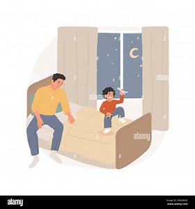 Bedtime battle isolated cartoon vector illustration. Tired father fell asleep, toddler jumping in bed, physical activity, family lifestyle, kids bedtime, sleep hygiene vector cartoon Stock Vector Image & Art - Alamy