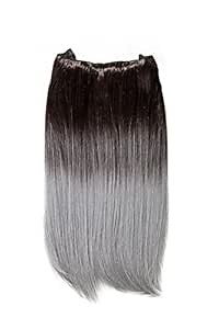 Rogue Ombre Slip-On Hair Extensions, Jet Black and Darkest Brown/Silver, 18 inch