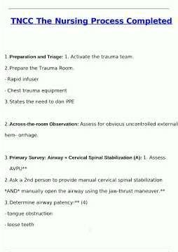 TNCC The Nursing Process Latest 2025 Actual Questions and Verified Answers 2025/2026 A Grade