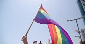 Lgbt Gay Pride Rainbow Flag Waving Pride Celebration People Rainbow