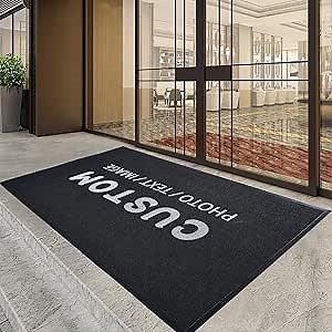 Personalized Doormat Commercial Floor Mat Custom Rugs with Logo Entryway Welcome Carpet Non Slip Washable Area Rug with Any Logo Size Color for Hotel Office Outdoor