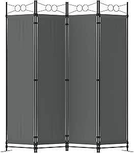 Morngardo Room Divider and Folding Privacy Screens 4 Panel Partitions Wall Dividers Portable Separating for Home Office Bedroom Classroom Dressing Studio Apartment (Grey)