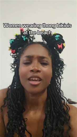 Women in Stylish Thong Bikinis at the Beach