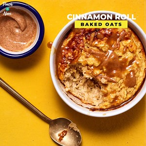 3.6K views · 27 reactions | CINNAMON ROLL BAKED OATS 北❤️ Start your day with warming spiced flavours  FULL RECIPE  https://pinchofnom.com/recipes/cinnamon-roll-baked-oats/ Our NEW cookbook Pinch of Nom: Budget is available NOW  https://amzn.to/3y25L6Q | Pinch of Nom | Facebook