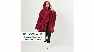 PAVILIA Angel Wrap Hooded Blanket Poncho, Wearable Blanket Throw Wrap Poncho for Women Adult, Cozy Fluffy Sherpa Fleece Shawl Cape with Hood pockets, Warm Gift for Mom Wife, Light Gray