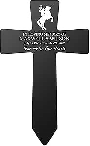 Grave Marker Cross, Cowboy Memorial Remembrance Plaque Stake, Cowboy Remembrance Gift, Cowboy Memorial Acrylic Stake, Cowboy Memorial Gift, Cowboy Sympathy Gifts, Horse Garden Stake