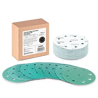 5 Inch 9 Hole Assorted Sanding Disc, Hook and Loop Film Backing Sanding Discs Compatible with Festool Sanders by toolant - 50 Pack (60-800 Grit)