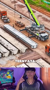 cara mengangkut beton untuk rel kereta api layang😱 #tutorial #material #bangunan #rel #ide #kreatif #crane #beton #fyp #reels #viral #tukang | Cecef Pranata