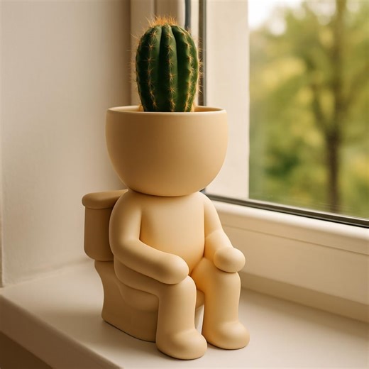 Funny Toilet Planter: 3D Printed Sitting Figure (STL File) - Etsy