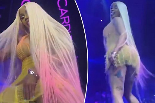 Commando Cardi B lets tampon string hang out during unabashed onstage gyration