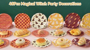 48Pcs Magical Witch Party Decorations 7 Inch Witch Magic School Paper Plates Vintage Owl Checkered Dessert Plates Magical Disposable Tableware for Birthday Baby Shower Movie Fans Party Supplies