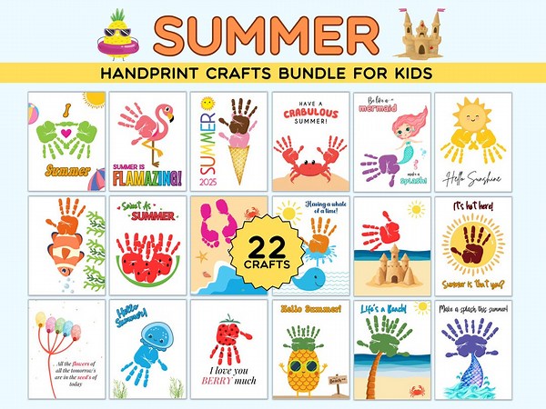 Summer Handprint Craft for Kids | Printable Summer Art for Kids | Handprint Footprint Craft | Footprint Art | Handprint Art - Etsy