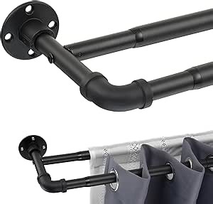 Double Curtain Rods for Windows 48 to 84, 1 inch Blackout Curtain Rod Matte Black Wrap Around Curtain Rods Heavy Duty Dual Drapery Rod
