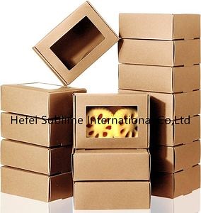 [Hot Item] 2 Pack 22*15*7cm Rectangle Brown Kraft Paper Boxes with Clear Window
