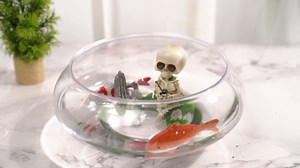 GANAZONO Skeleton Aquarium Decoration Skull Fish Reptile Tank Decor Fishing Skull Statue Resin Skeleton Figurines Sculptures Halloween Decoration