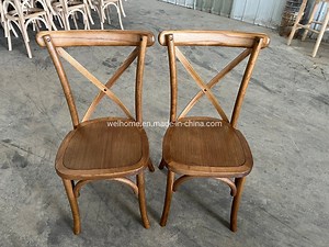 [Hot Item] French Style Vintage Wedding Cross Back Chair Brown/White/Black/Natural Color