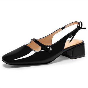 Womens Mary Jane Shoes Slingback Chunky Low Heels Bow Closed Square Toe Pumps Wedding Party Dress Shoes - Walmart.com