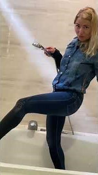 wet girl in the shower in jeans #wetlook #wetjeans #wetgirl #shower