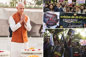 Anti-Amazon demos by angry traders break out as Jeff Bezos visits India