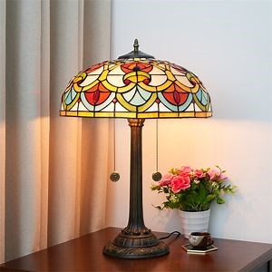 [Hot Item] 1920s Bronze Tiffany Table Lamp Stained Glass Dome Shade Standing Light Multi Color Decor Tiffany Lighting