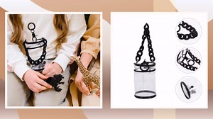 Clear PVC Doll Carrier Bag with Zipper, Mini Transparent Storage Pouch for Figures, Black with Chain and Ball, 3.93x2.75x2.75 Inch, Multi-Purpose Display Case for Collectibles