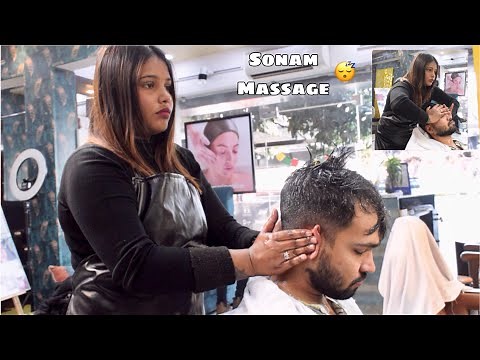 Relaxing ASMR Head Massage By The Beautiful Indian Lady Barber - Sonam | Hands & Neck 🥱