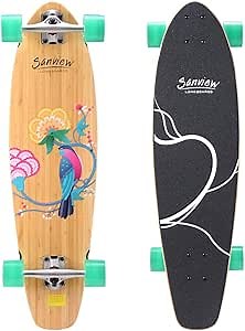 Bamboo Longboard Skateboard Cruiser for Kids Adults