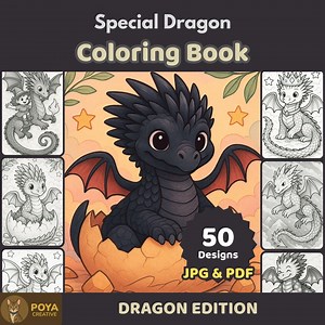 Dragon Coloring Book: 50 Fantasy Coloring Pages for Kids & Adults (printable Letter Size) - Etsy