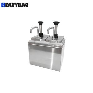 [Hot Item] Heavybao Manual Snacks Stainless Steel Bucket Sauce Dispenser Squeeze Condiment Pump Restaurant Fast Food Catering Equipment