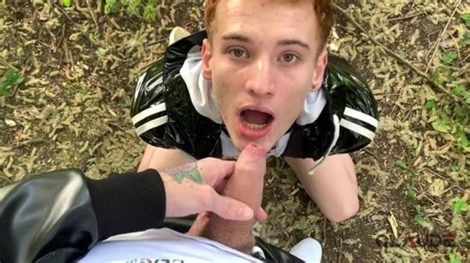 Ginger Twink Drink Piss Outdoor in Chastity - CockDude.com
