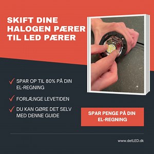 Bruger du stadig halogenpærer? At skifte til LED pærer er en af de bedste beslutninger, du kan træffe for dit hjem. Ikke alene holder de længere, men de bruger også op til 80 % mindre energi end halogenpærer. detLED.dk tilbyder et bredt udvalg af LED-pærer, der er perfekte til ethvert rum i dit hjem - fra soveværelset til køkkenet. Lær mere om fordelene ved LED-pærer! F.eks. som her hvordan du kan skifte dine G4 halogen spot pærer til LED! https://detled.dk/blog/hjaelpguides/skift-fra-halogen-g4