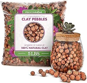 Stock Your Home 5Lbs LECA Balls Expanded Clay Pebbles Hydroponics Soil Supplies for Indoor Garden Plants - Organic Aquaponics Grow Media Drainage Layer Terrarium