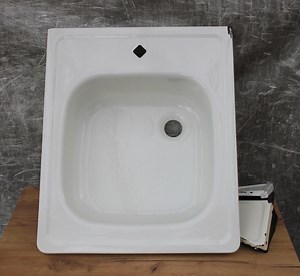 Bathroom sink, vintage enamel kitchen sink, farmhouse metal sink, utility sink, drainboard sink, laundry sink, antique cast iron sink made.