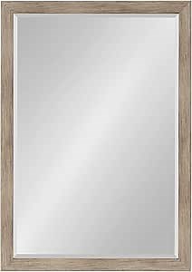 DesignOvation Beatrice Framed Decorative Rectangle Wall Mirror, 27x39, Rustic Brown