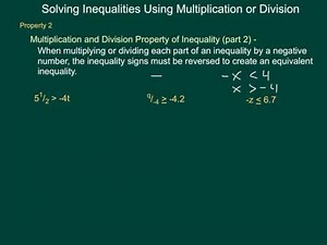 Algebra1 Solving Inequalities Using Multiplication or Division