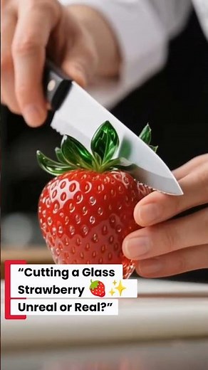 “Cutting a Glass Strawberry 🍓✨ Unreal or Real?”