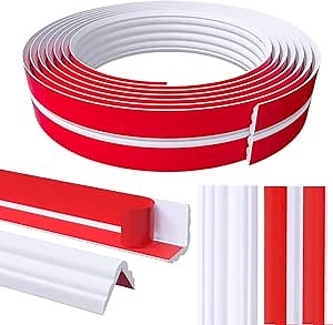 1.6in x 30ft Flexible Inside & Outside Corner Trim Moulding - Wall Protector Peel and Stick Self Adhesive Edge Guards for Caulk Strip, Tile, Wall Edges, Gaps, Floor, Window, Ceiling