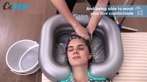 Inflatable Shampoo Basin - Portable Shampoo Bowl, Hair Washing Basin for Bedridden, Disabled,Injured, Hair Wash Tub for Dreadlocks and at Home Sink Washing (Orange, 15in Inner)