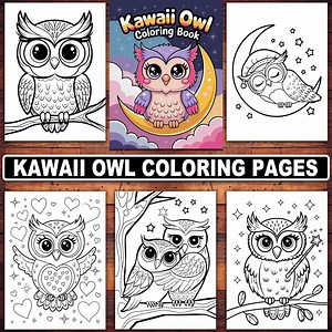 Kawaii Owl Coloring Pages: 20 Fun Designs for Kids & Adults (digital Download) - Etsy Canada