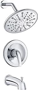 EMBATHER Shower System with Valve, 9-Inch Tub and Shower Faucet Set (Rough-in Valve Included) with 9'' Large Rain Shower Head and Tub Spout, Single-Handle Tub and Shower Trim Kit, Polished Chrome